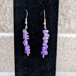 Natural Shine ⬤ Natural amethyst stone earrings